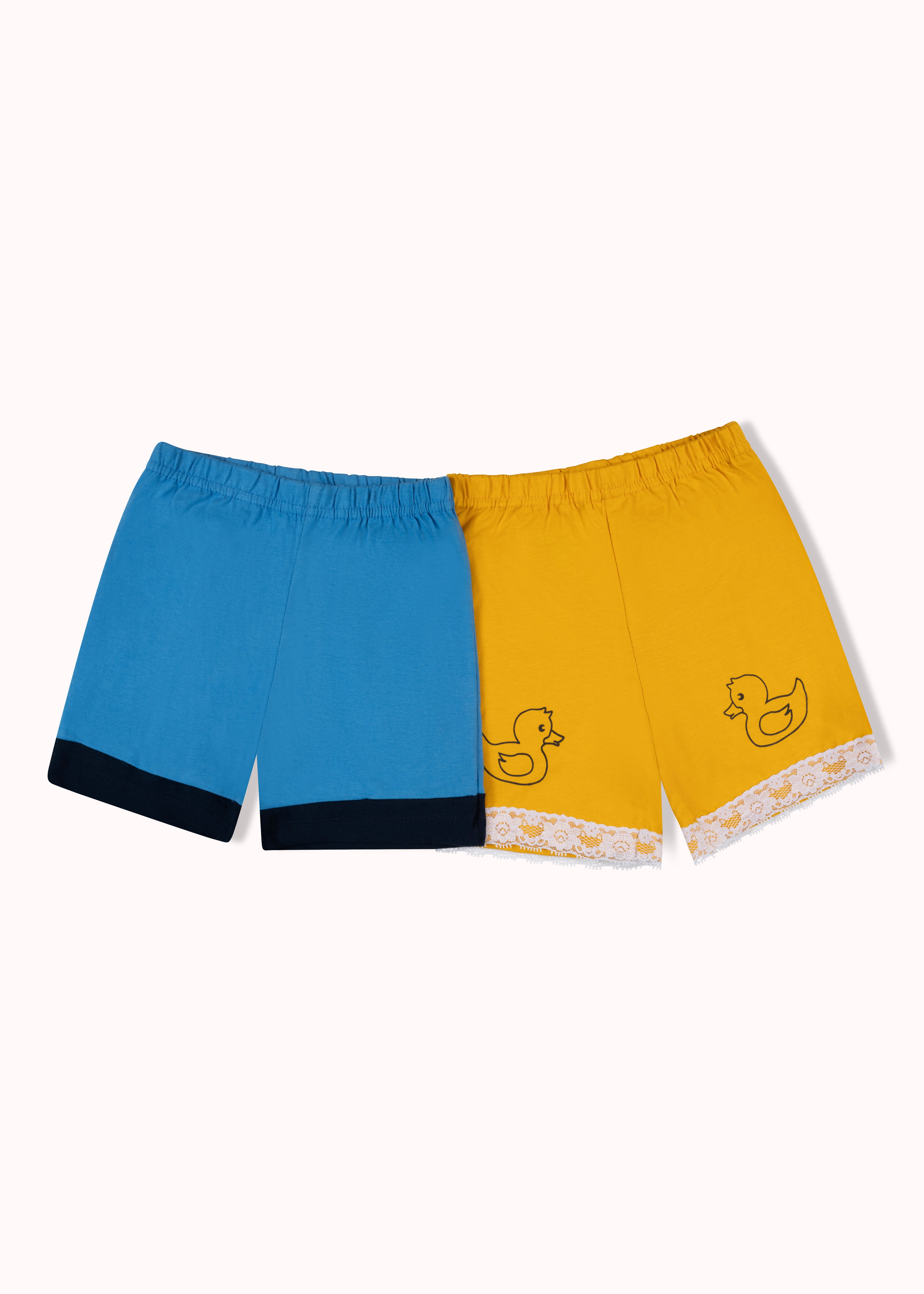 2 Pack printed and solid girls shorts