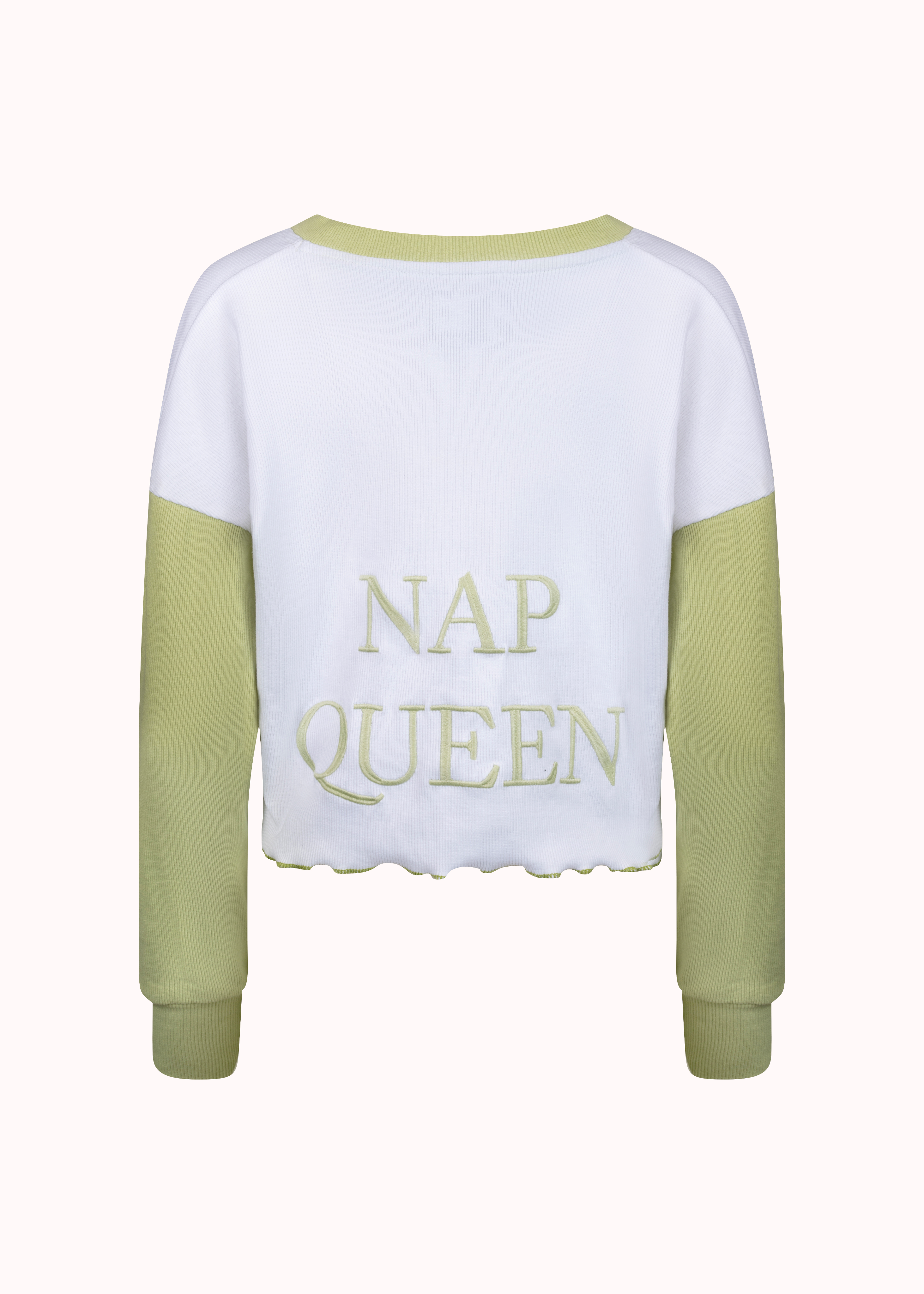 Ribbed oversized embroidered crop top