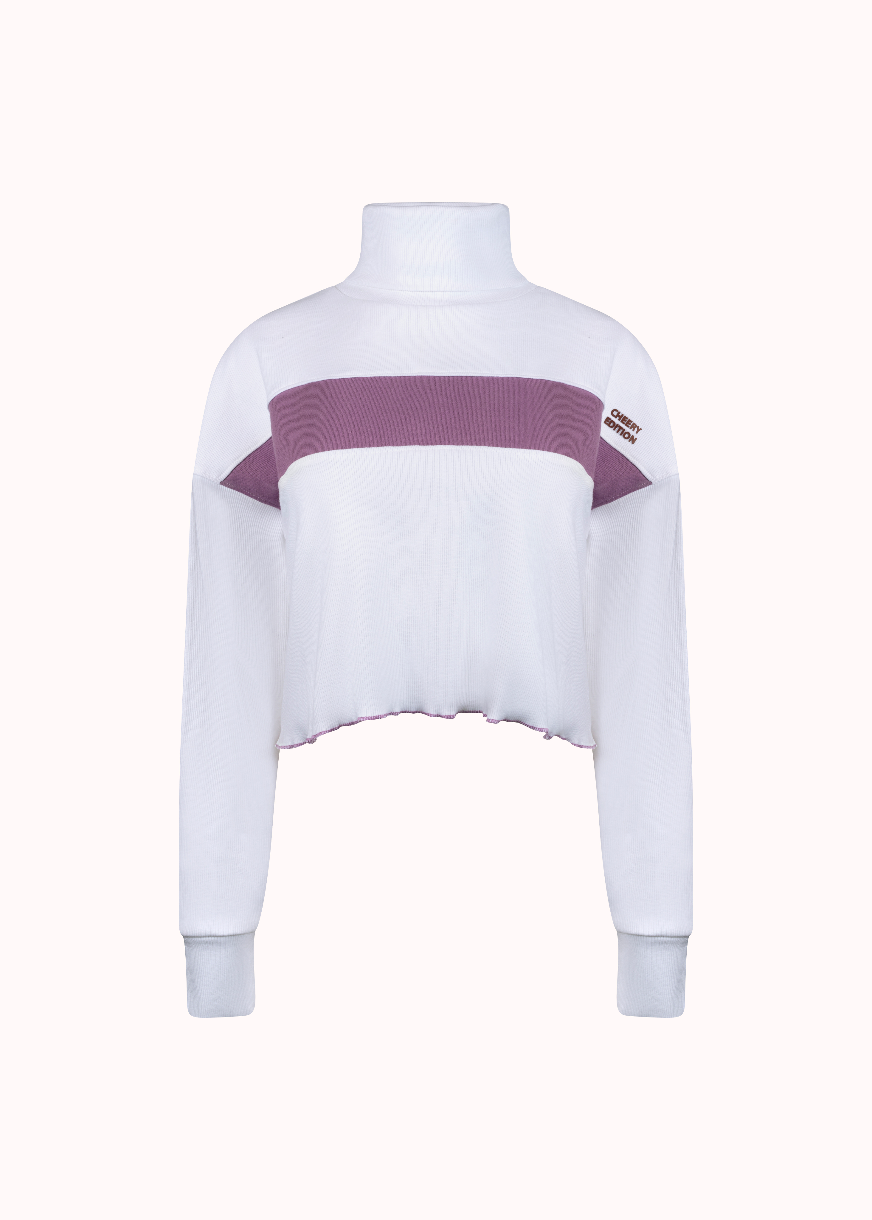 Colourblocked ribbed oversized cut sew crop top