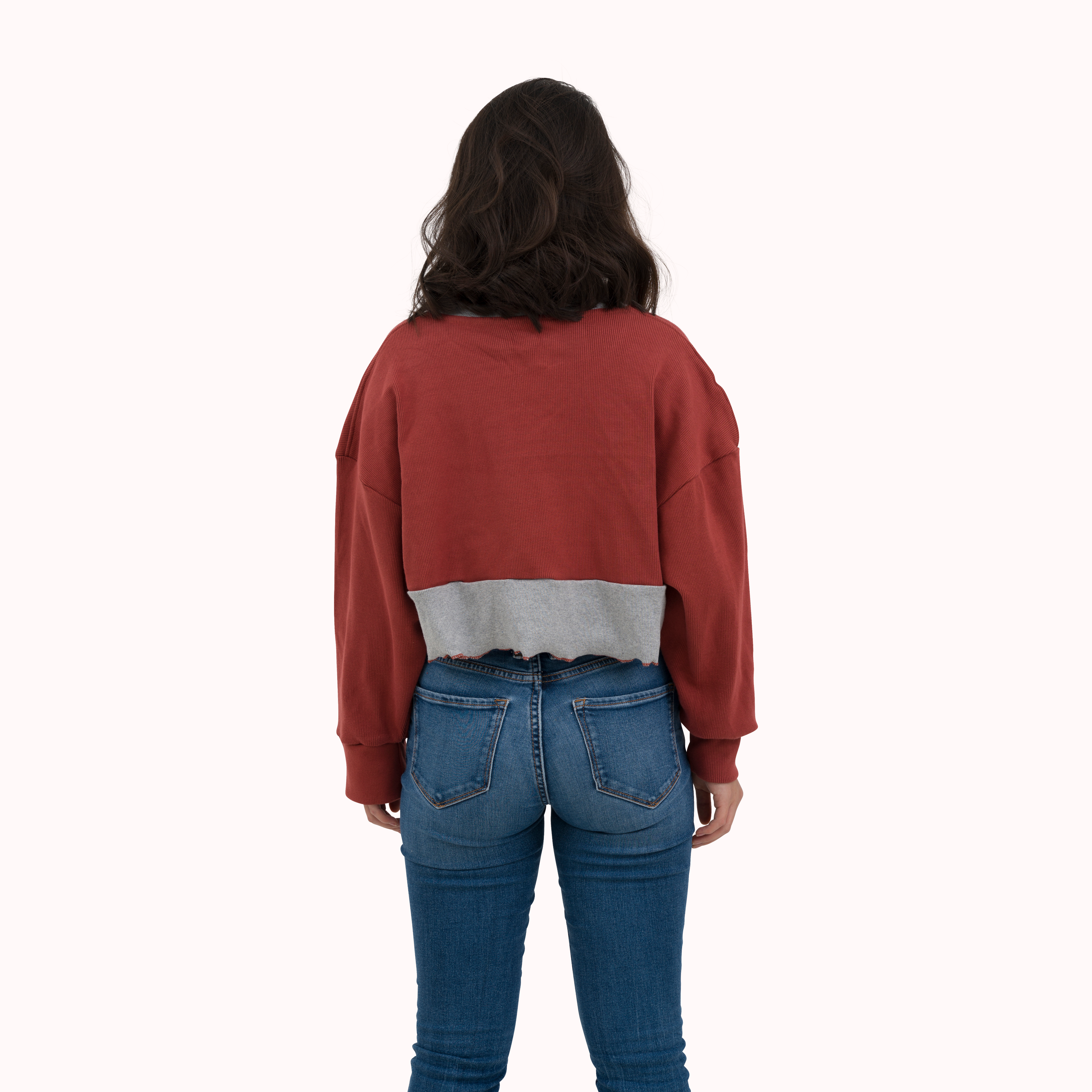 Colourblocked ribbed oversized crop top