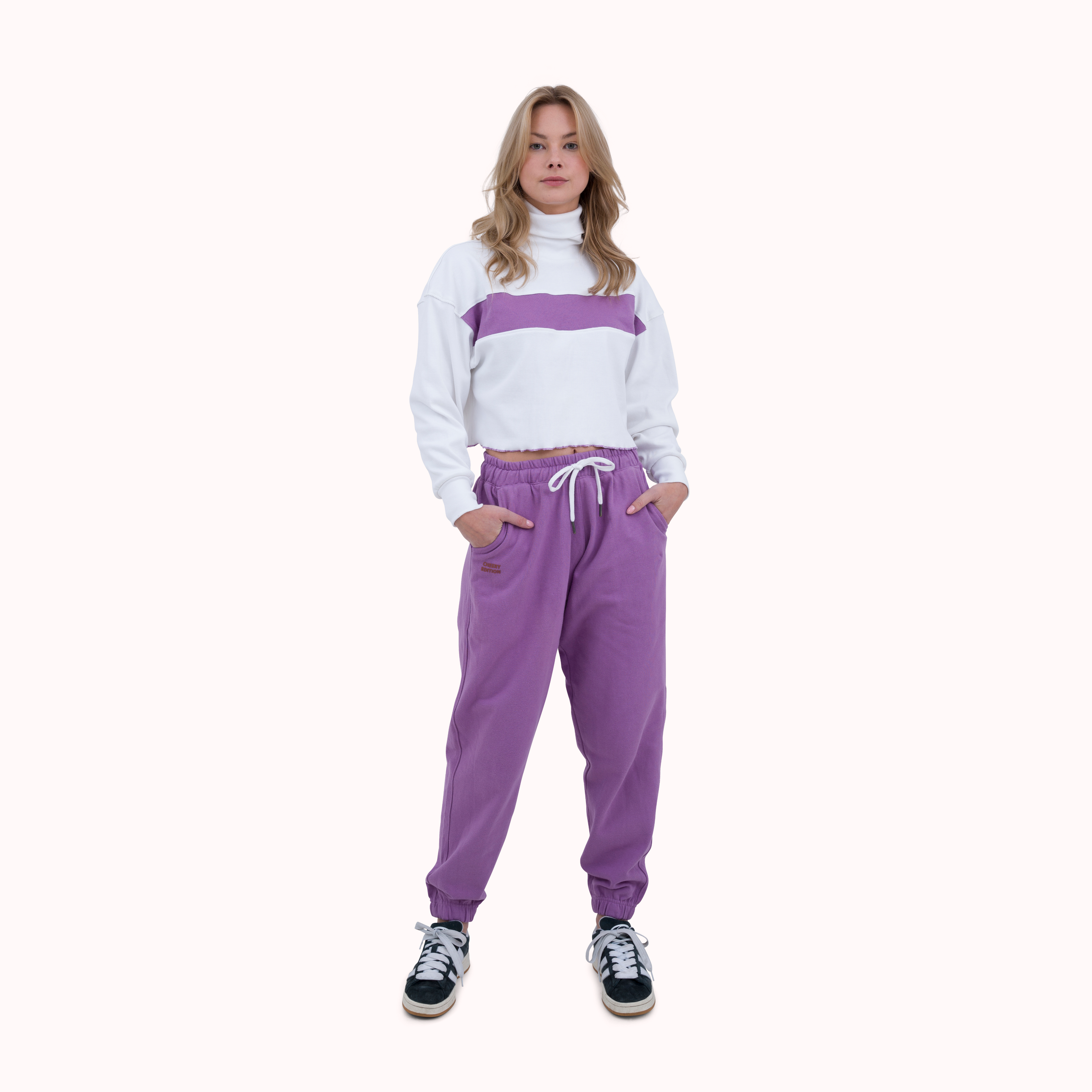 Colourblocked ribbed oversized cut sew crop top