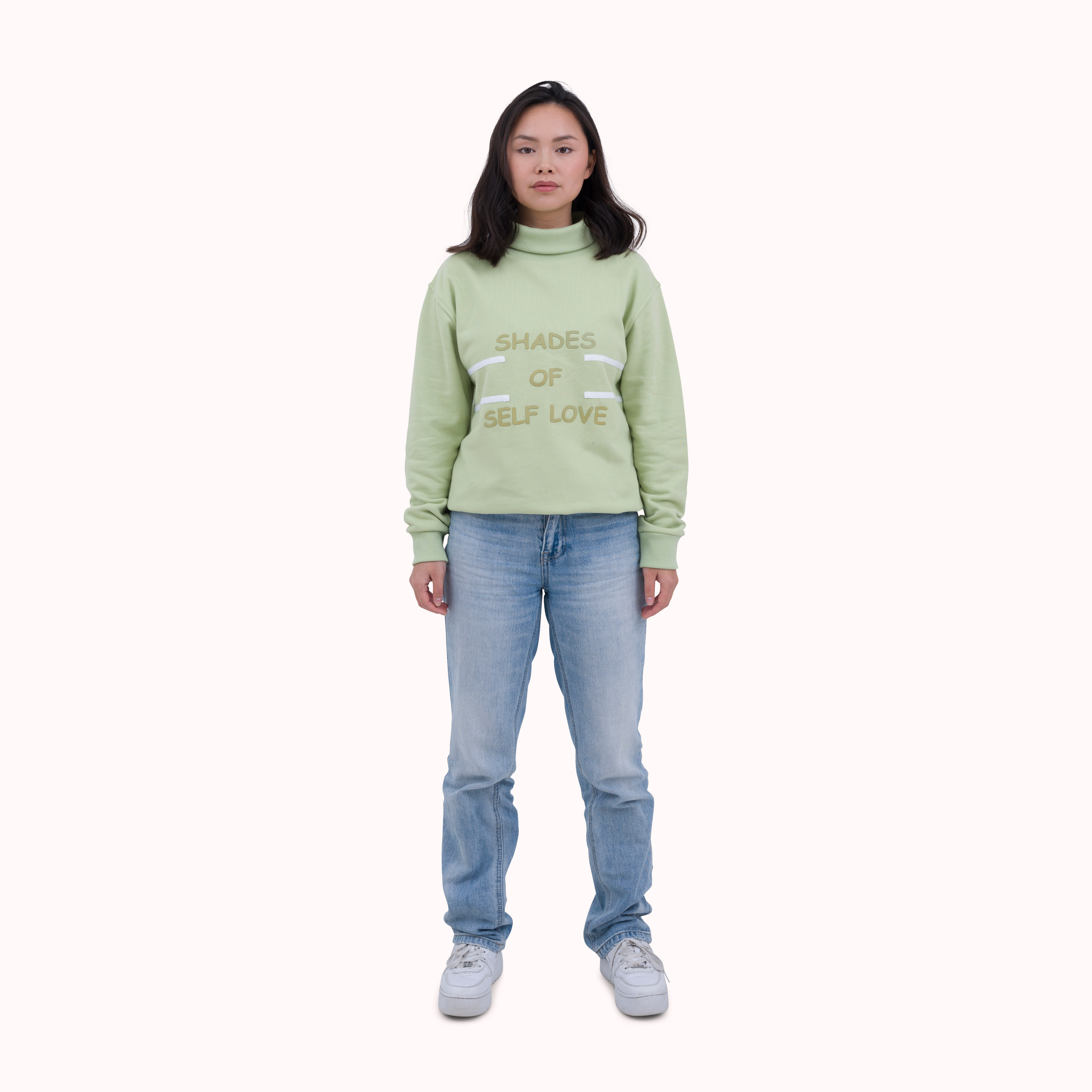 Jaded green loop knit cotton printed sweatshirt