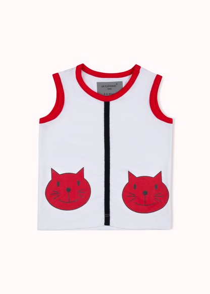 2 pack colourblocked and printed vest