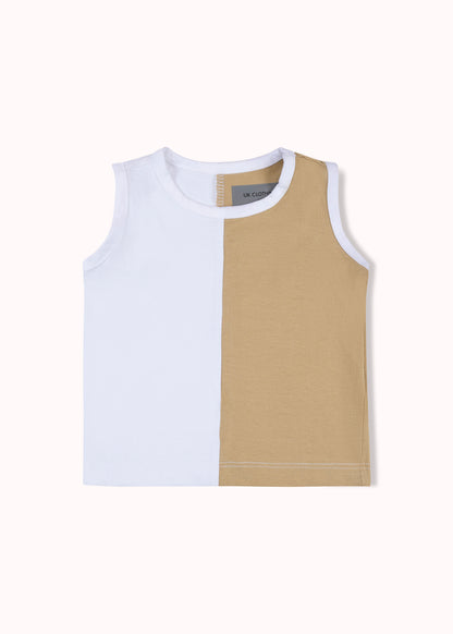 2 pack colourblocked and printed vest