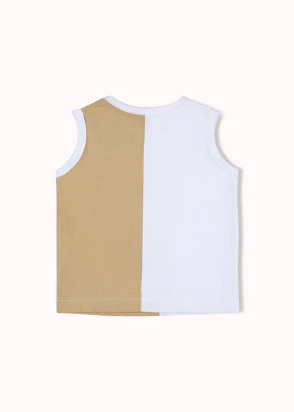 2 pack colourblocked and printed vest