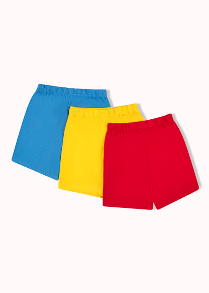 3 pack solid shorts