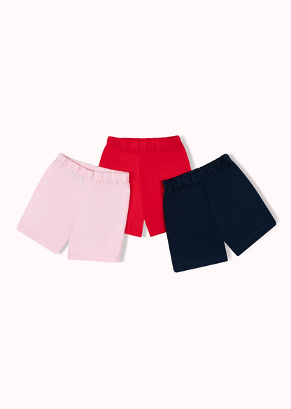 3 Pack solid shorts