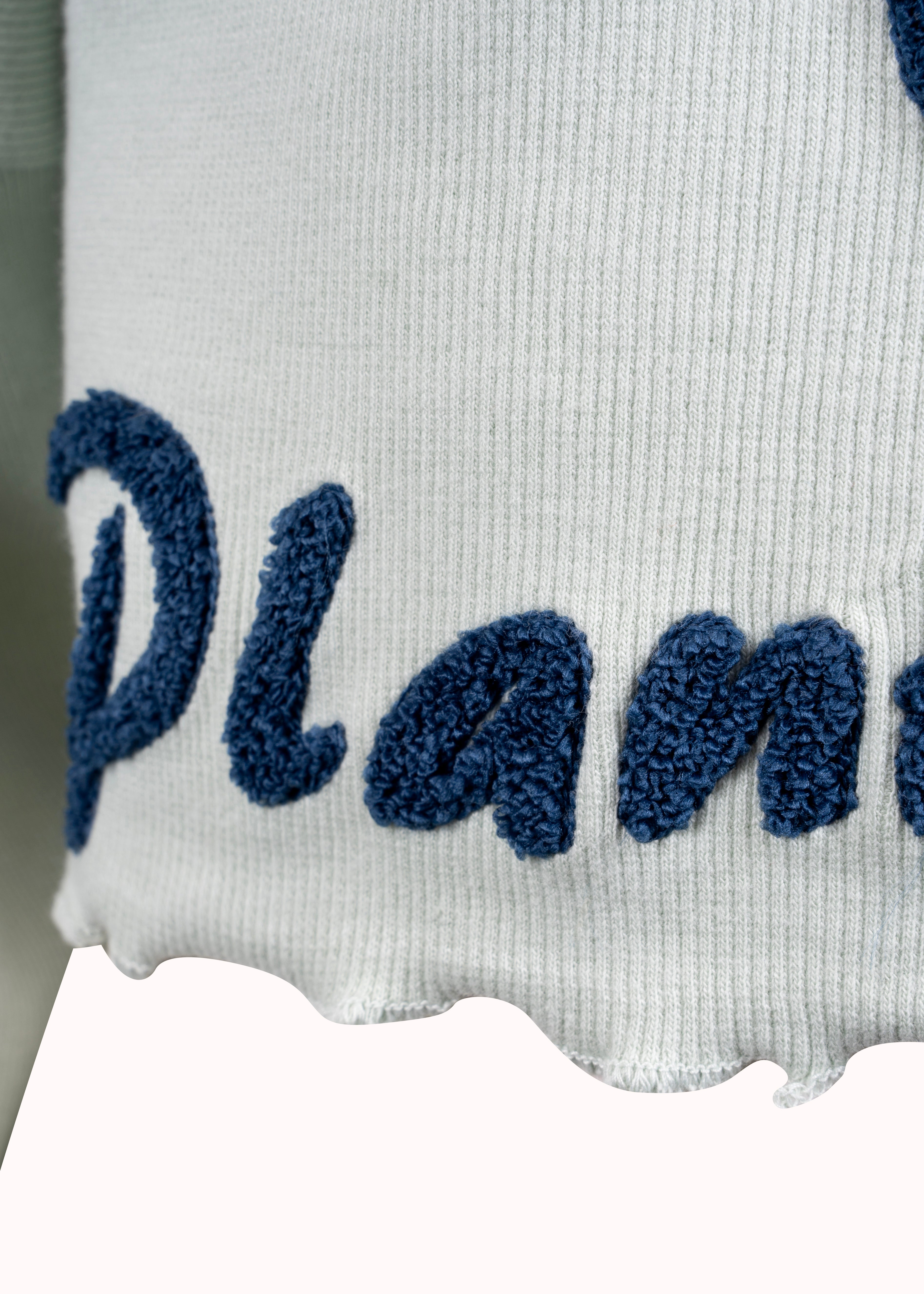 Grünes, geripptes, übergroßes, besticktes Crop-Top