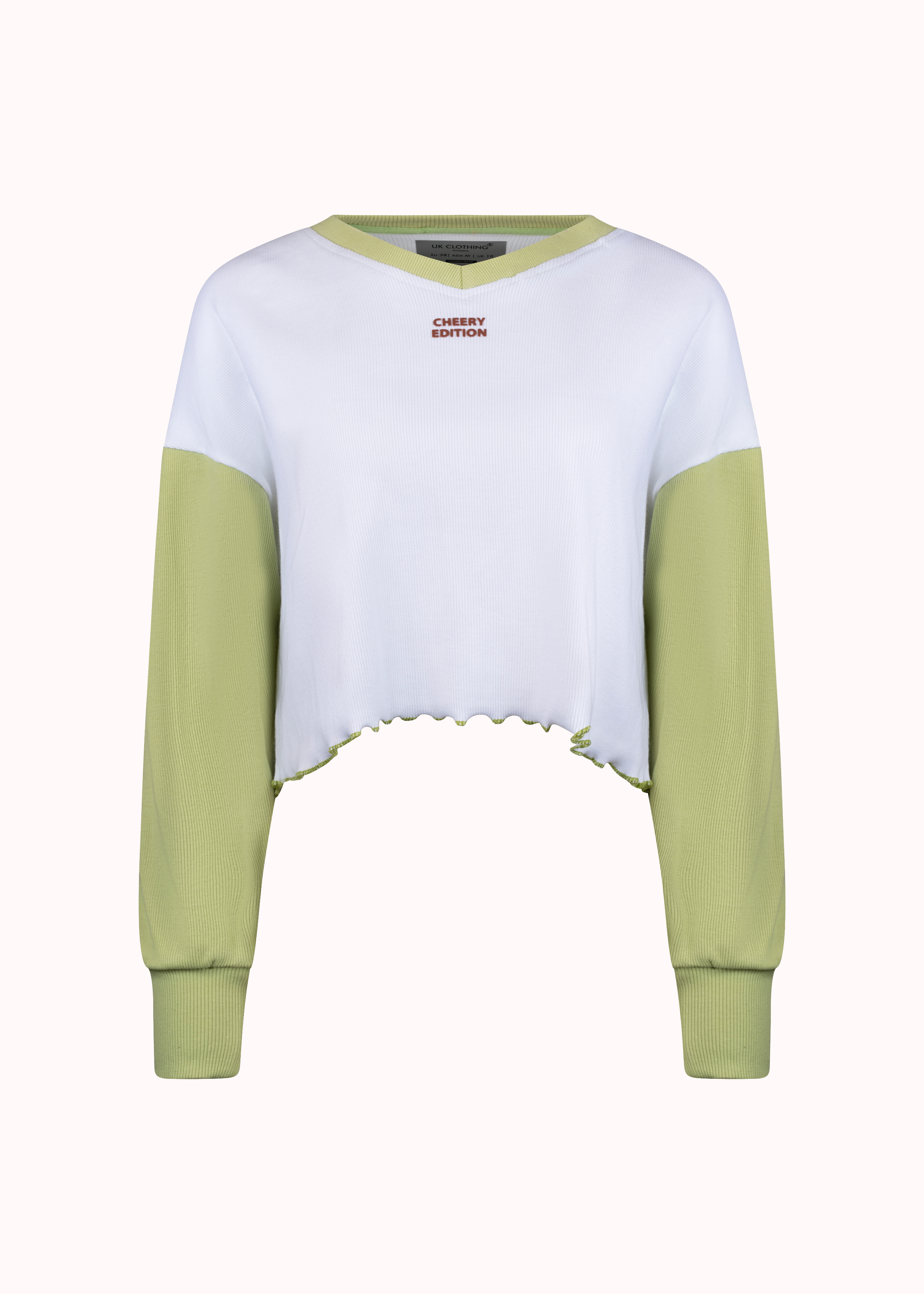 Ribbed oversized embroidered crop top