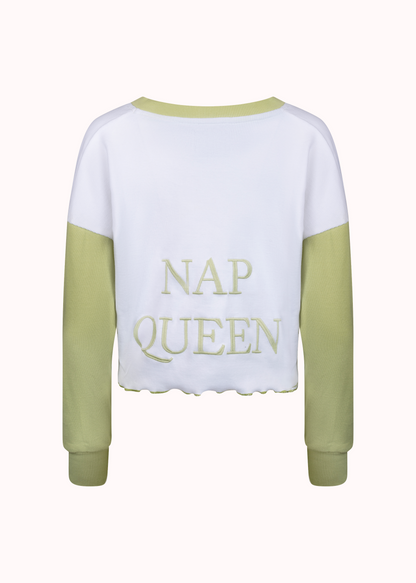 Ribbed oversized embroidered crop top