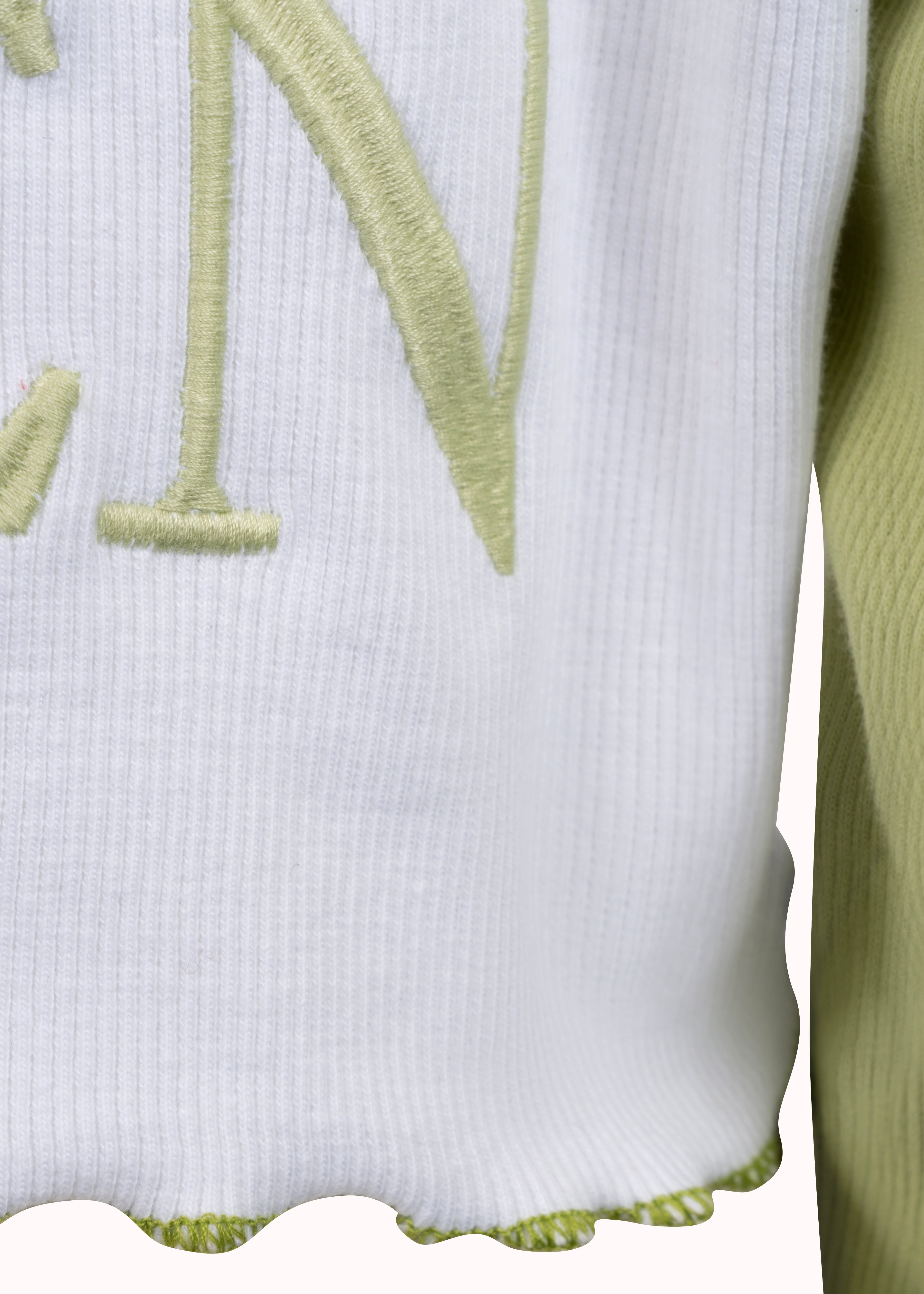 Ribbed oversized embroidered crop top