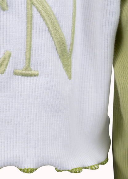 Ribbed oversized embroidered crop top