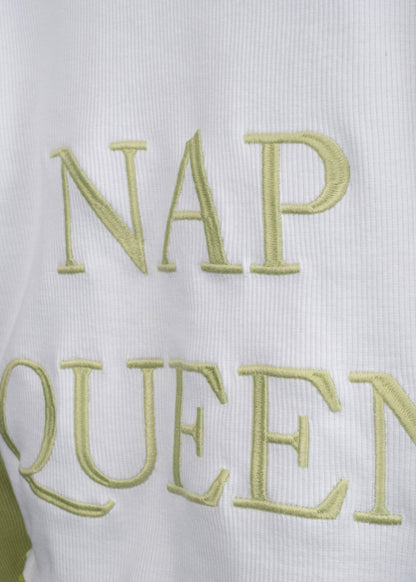 Ribbed oversized embroidered crop top