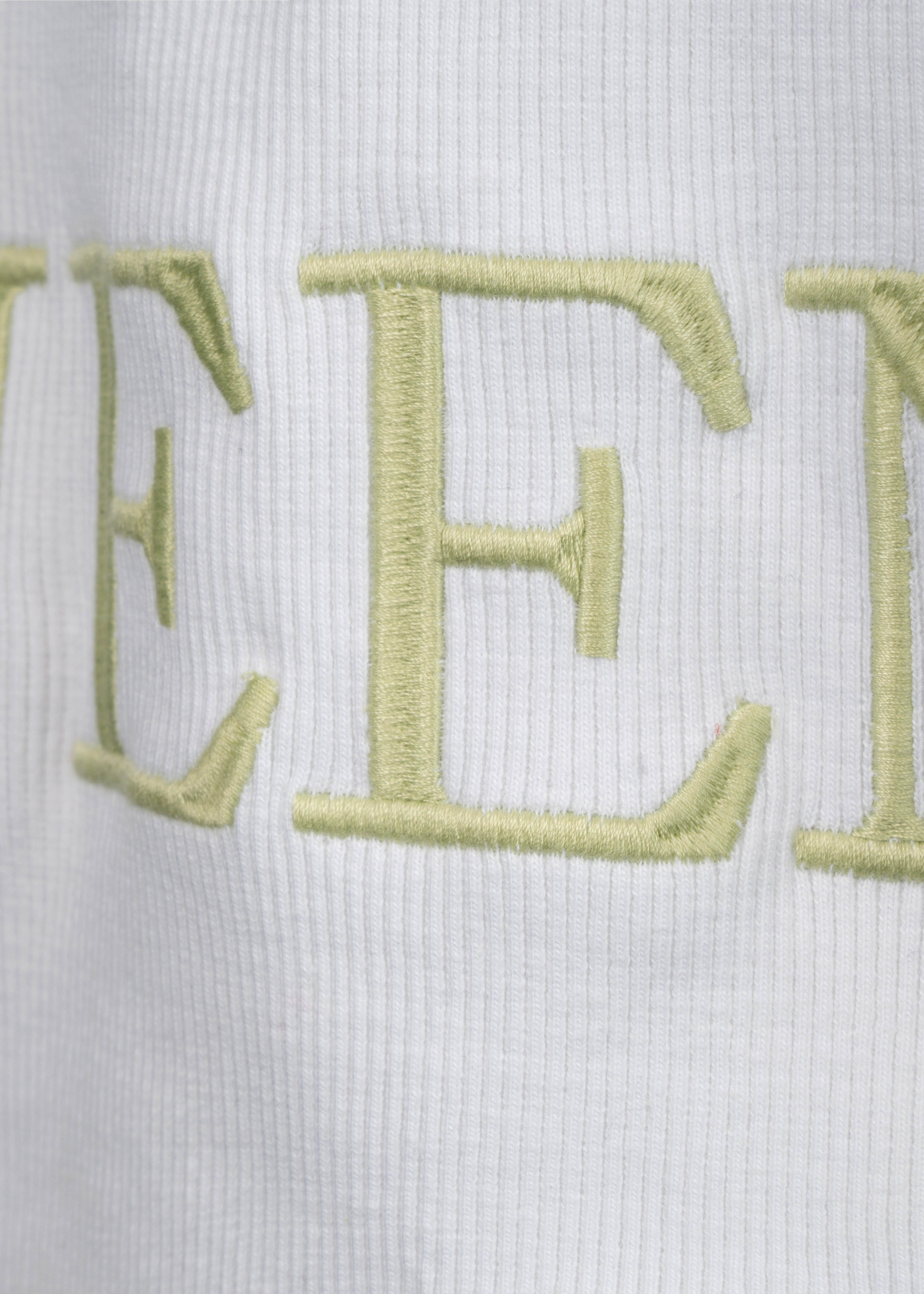 Ribbed oversized embroidered crop top