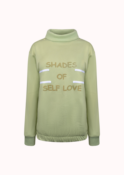 Jaded green loop knit cotton printed sweatshirt