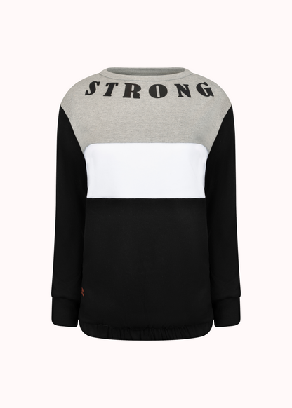 Colourblocked loop knit cotton printed sweatshirt