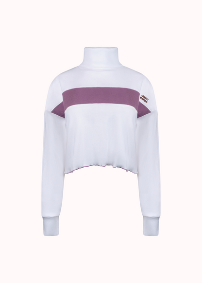 Colourblocked ribbed oversized cut sew crop top