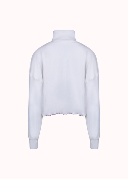 Colourblocked ribbed oversized cut sew crop top