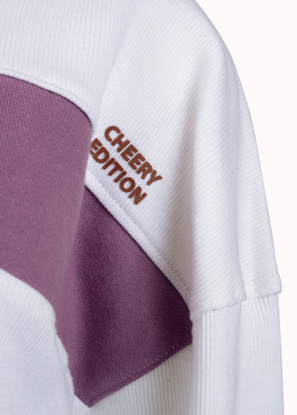 Colourblocked ribbed oversized cut sew crop top