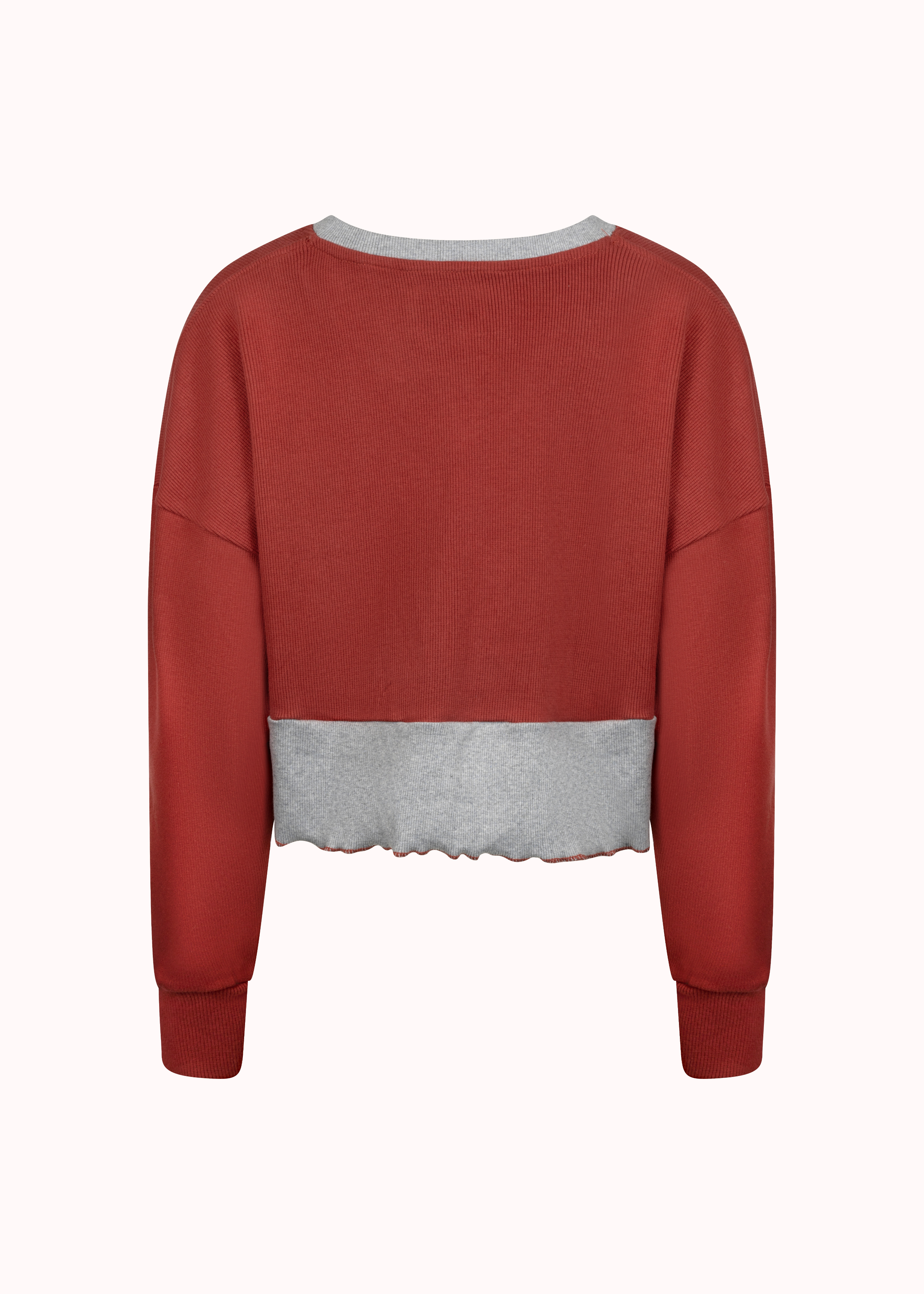 Colourblocked ribbed oversized crop top