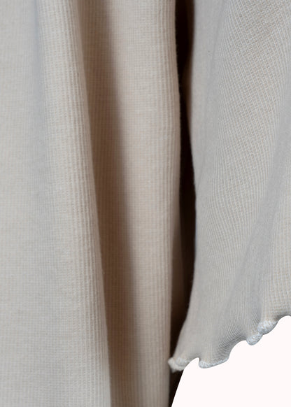 Beige ribbed oversized solid crop-top