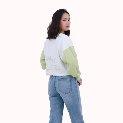 Ribbed oversized embroidered crop top