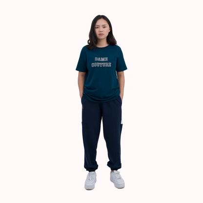 Medieval blue cut and sew cotton jogger