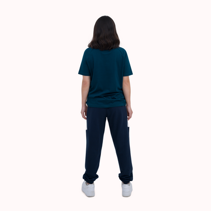 Medieval blue cut and sew cotton jogger
