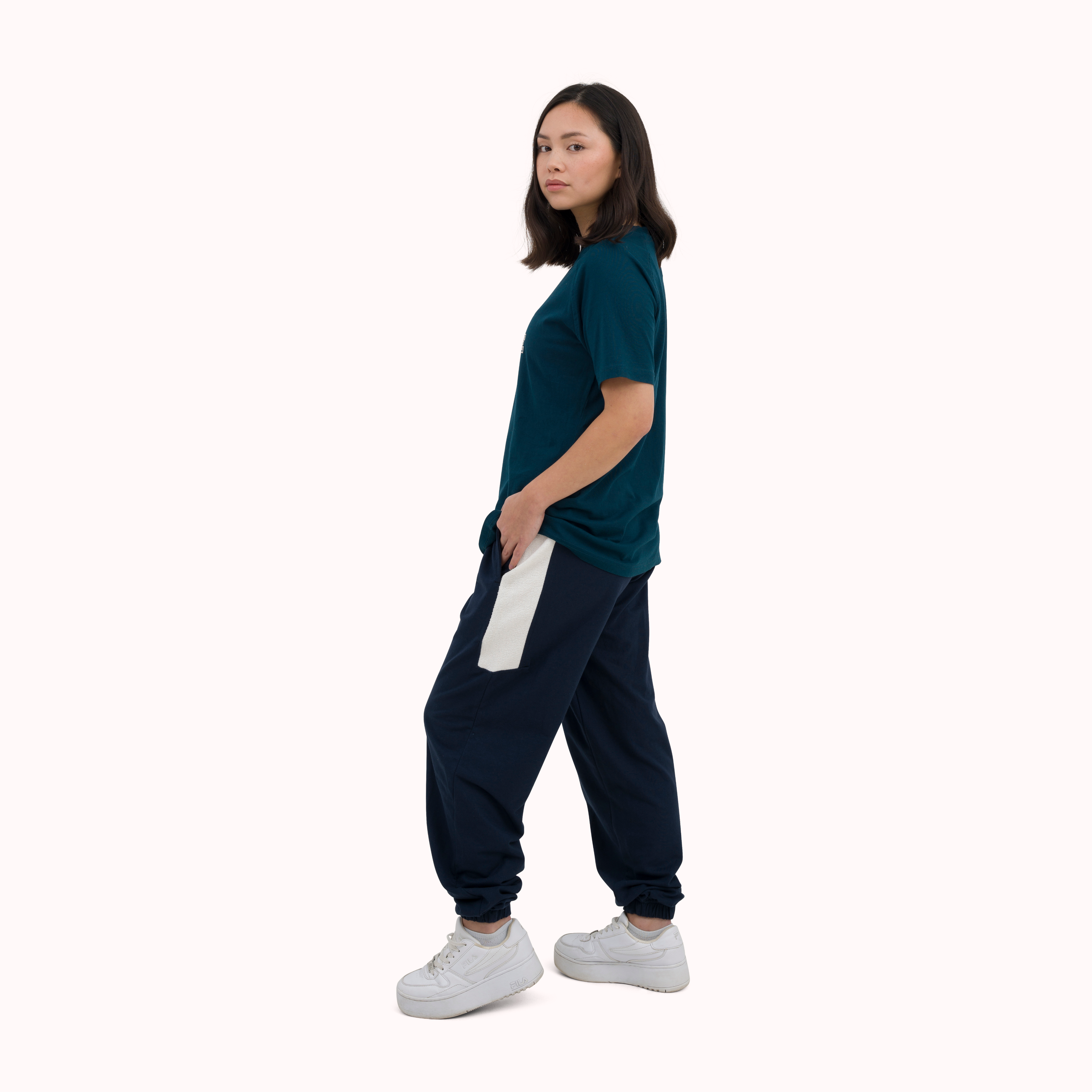 Medieval blue cut and sew cotton jogger