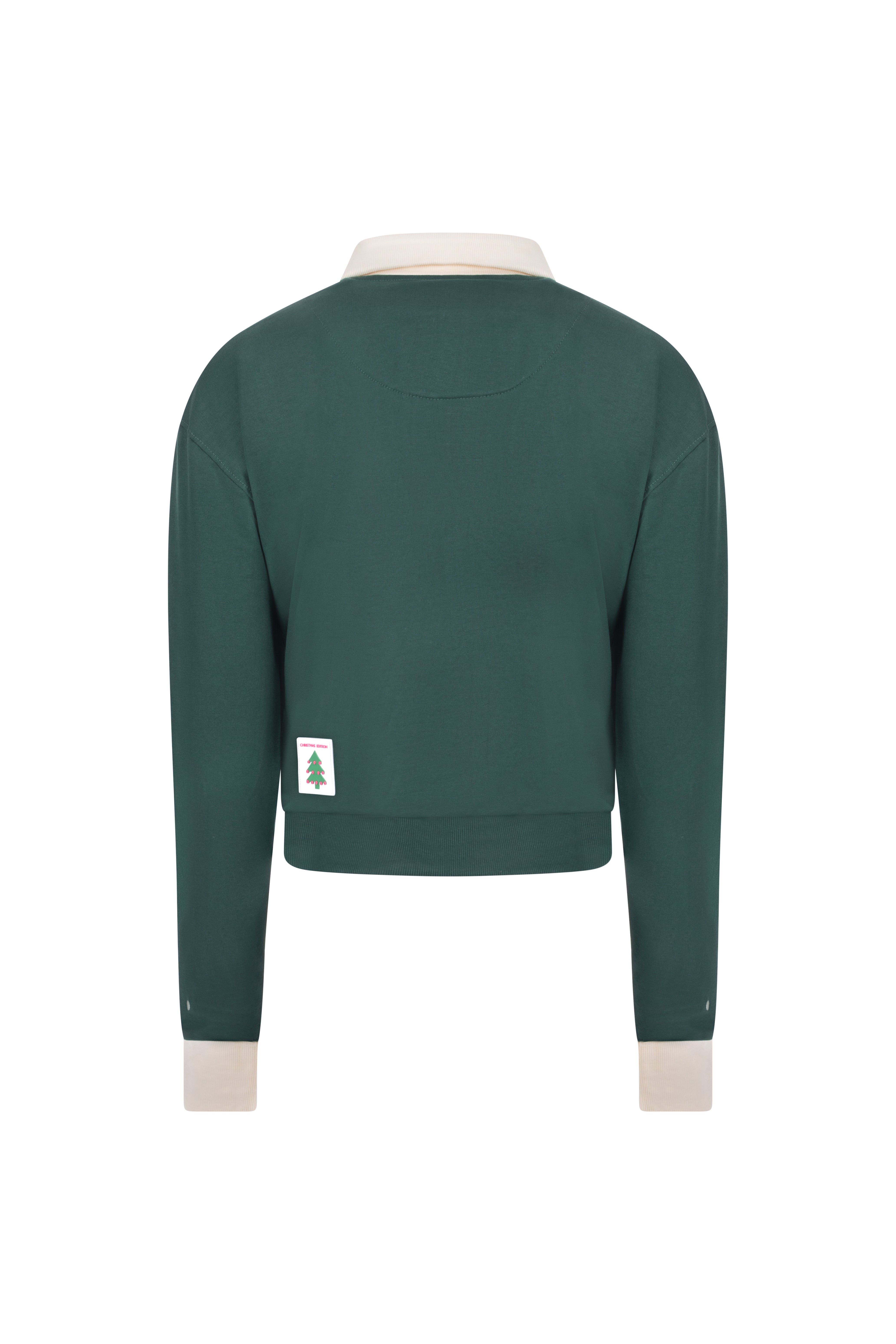 CROPPED POLO COLLARED CHRISTMAS SWEATSHIRT