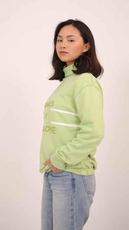 Jaded green loop knit cotton printed sweatshirt