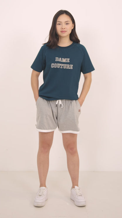 Solid printed pyjama tshirt shorts